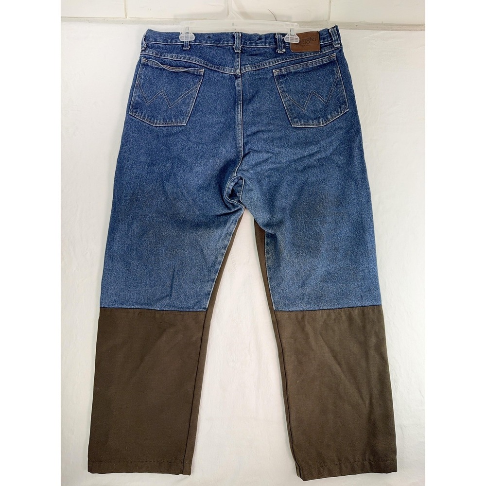 Wrangler Pro Gear Jeans Mens 40x30 Blue Denim Brown Canvas Work Pants - Picture 4 of 6